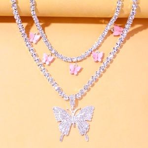 Rhinestone butterfly necklace